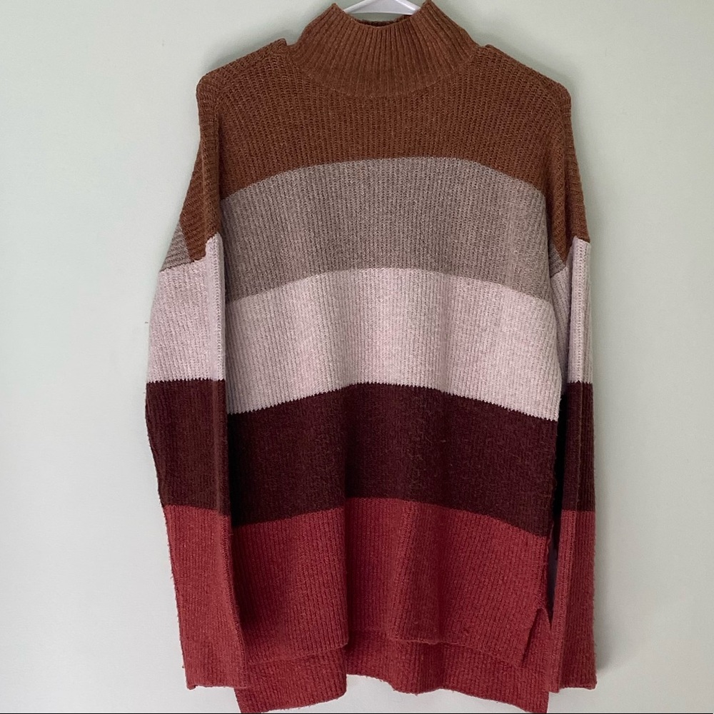 Multi-colored turtleneck sweater